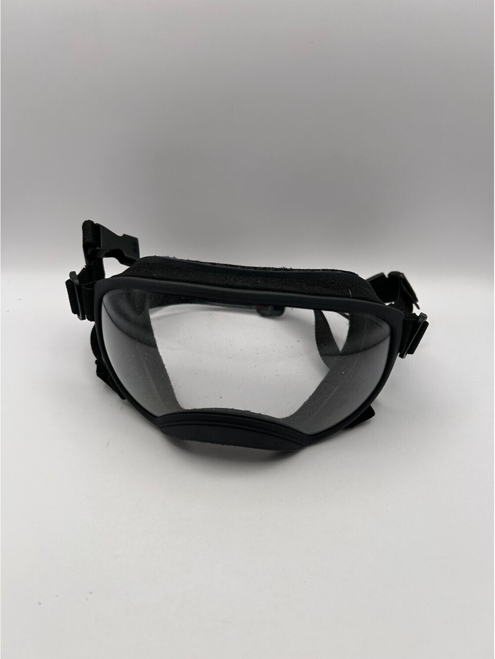 Dog Goggles Clear Lens Adjustable Straps Padded Black Frame Pet Eye Protection